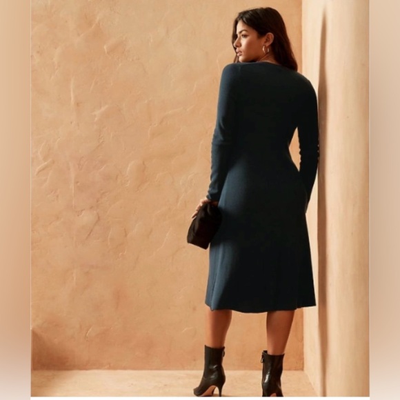 NWT Banana Republic Factory, Ribbed Midi Sweater Dress, Navy, Small - Picture 2 of 3